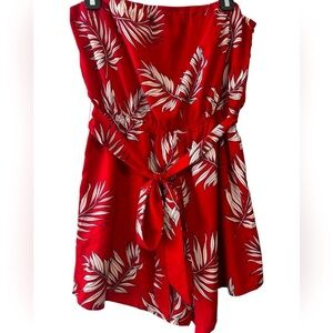 Red Tropical Print Women's Shorts Romper, Med/Large, NWOT